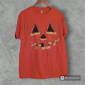 JACK-O-LANTER HALLOWEEN PUMPKIN orange tee mens size L
